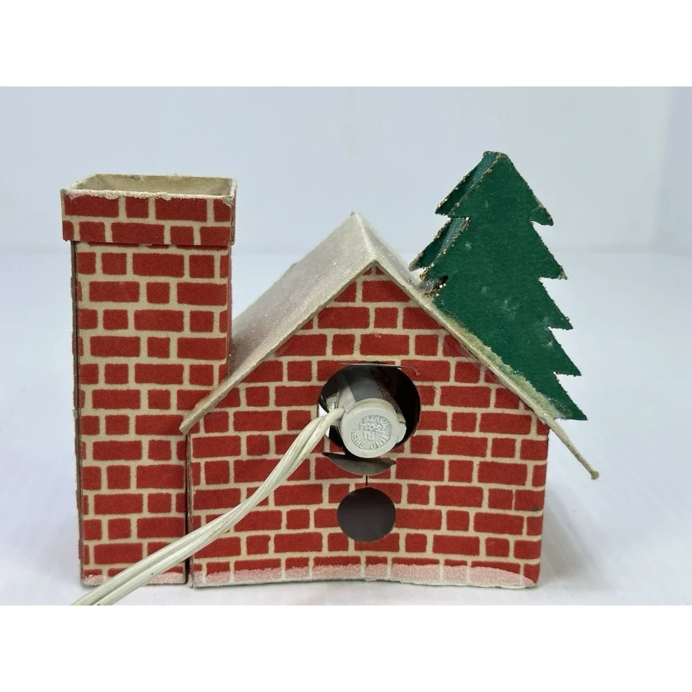 VINTAGE CHRISTMAS LIGHT UP PUTZ STYLE HOUSE JAPAN Damaged